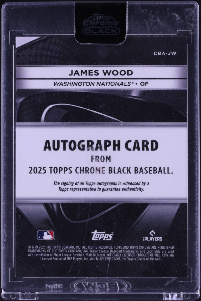 2025 Topps Chrome Black White Refractor James Wood ROOKIE AUTO /10 #CBA-JW