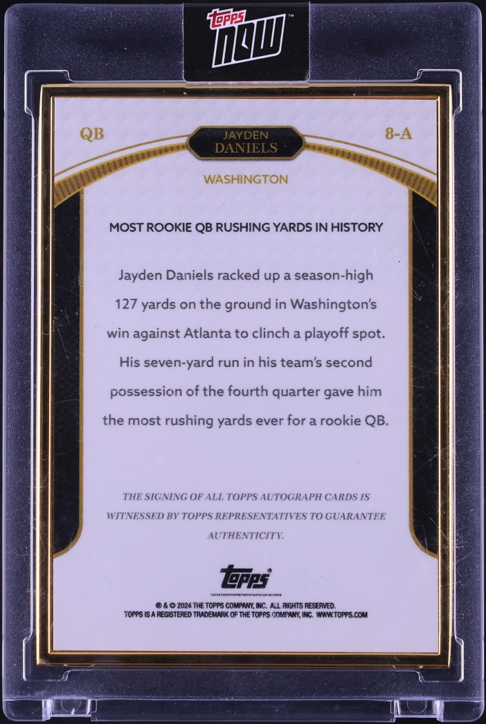 2024 Topps Now Campaign Quarterbacks Gold Jayden Daniels ROOKIE AUTO /50 #8-A