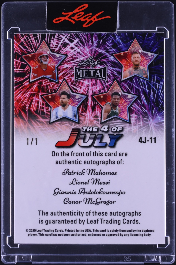 2025 Metal Independence Day 4th Of July Mahomes Messi Antetokounmpo McGregor AUTO 1/1 #4J-11