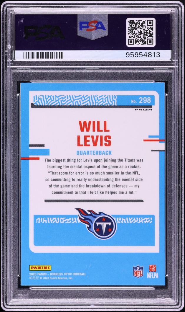 2023 Donruss Optic Blue Hyper Will Levis ROOKIE #298 PSA 10 GEM MINT