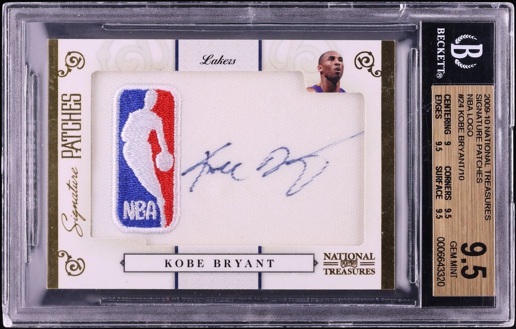 2009 Playoff National Treasures NBA Logo Kobe Bryant PATCH AUTO /10 #24 BGS 9.5 GEM MINT
