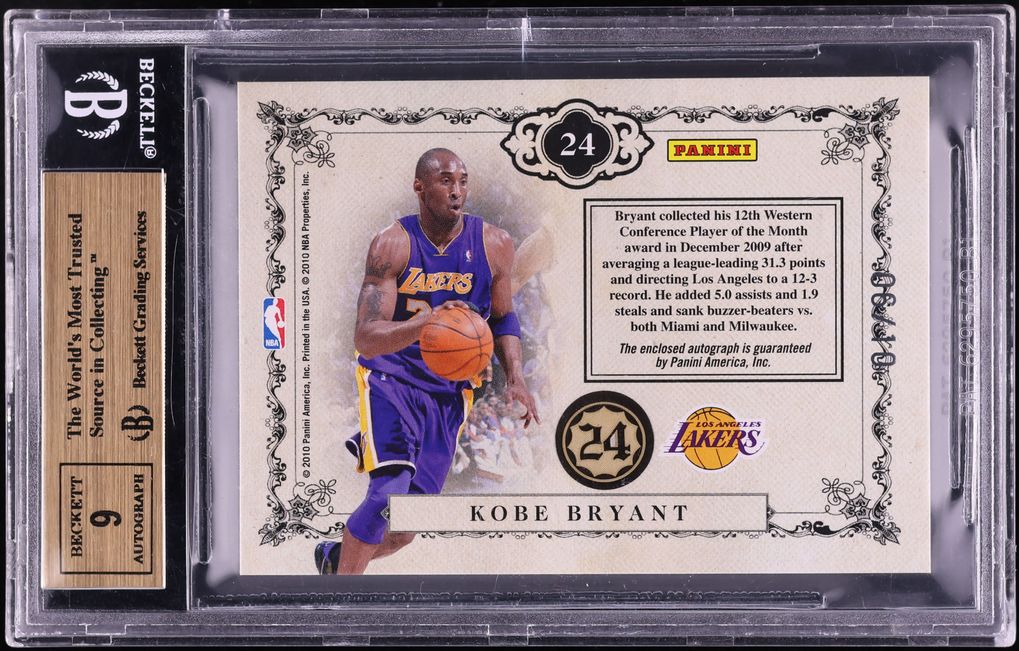 2009 Playoff National Treasures NBA Logo Kobe Bryant PATCH AUTO /10 #24 BGS 9.5 GEM MINT
