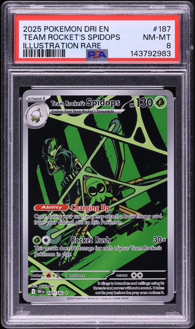 2025 Pokemon Scarlet & Violet Destined Rivals IR Team Rocket's Spidops #187 PSA 8 NM-MT