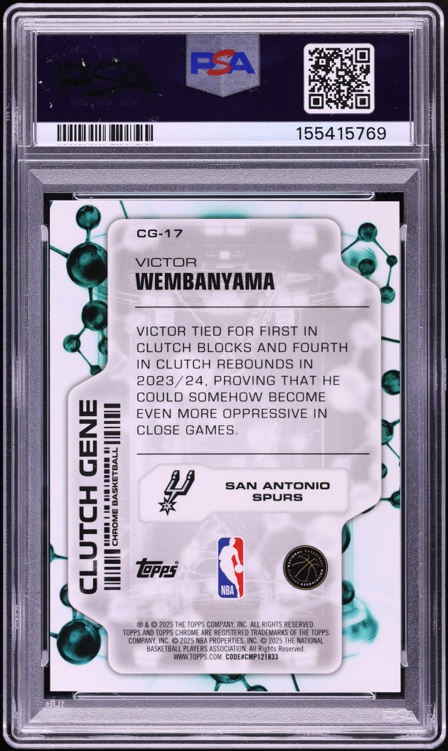 2025 Topps Chrome Clutch Gene Gold Geometric Victor Wembanyama /50 #CG-17 PSA 10 GEM MINT