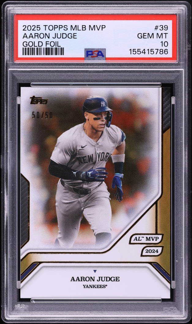 2025 Topps MLB MVP Collection Gold Foil Aaron Judge 50/50 #39 PSA 10 GEM MINT