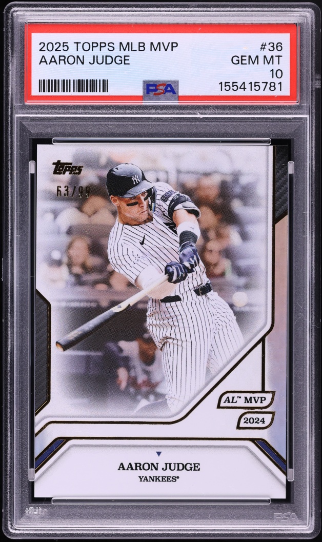 2025 Topps MLB MVP Collection Aaron Judge /99 #36 PSA 10 GEM MINT