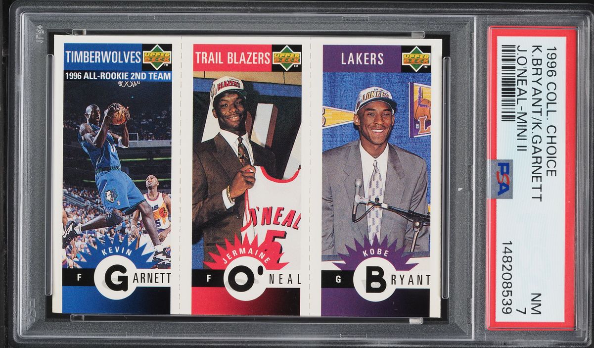 1996 Collector's Choice Mini II Kevin Garnett Jermaine O'Neal Kobe Bryant ROOKIE PSA 7 NRMT