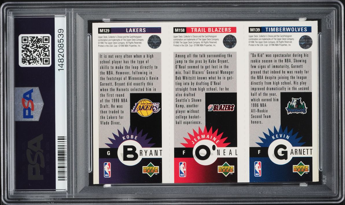 1996 Collector's Choice Mini II Kevin Garnett Jermaine O'Neal Kobe Bryant ROOKIE PSA 7 NRMT