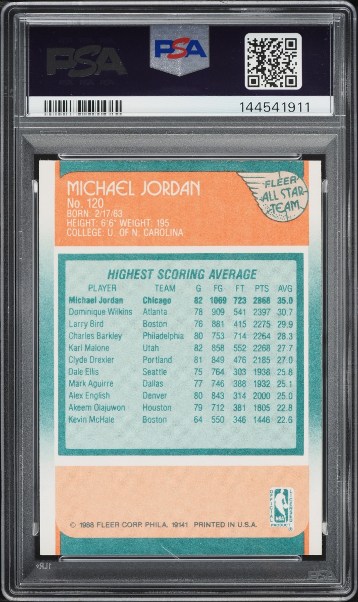 1988 Fleer All Star Michael Jordan #120 PSA 7 NRMT