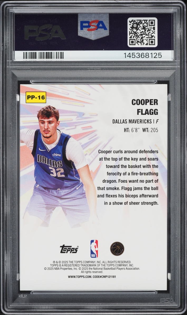 2025 Topps Power Players Cooper Flagg ROOKIE #PP-16 PSA 10 GEM MINT