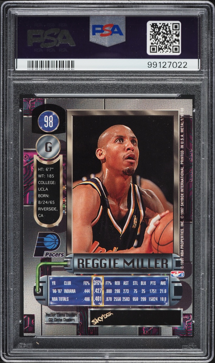 1997 Metal Universe Reggie Miller #98 PSA 8 NM-MT
