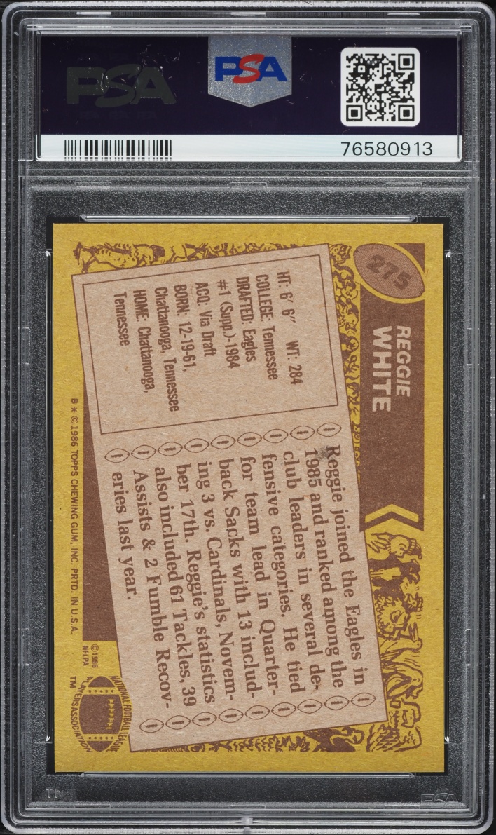 1986 Topps Football Reggie White ROOKIE #275 PSA 7 NRMT