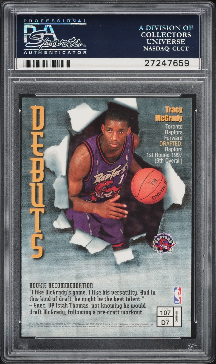 1997 Finest Basketball Tracy McGrady ROOKIE #107 PSA 10 GEM MINT
