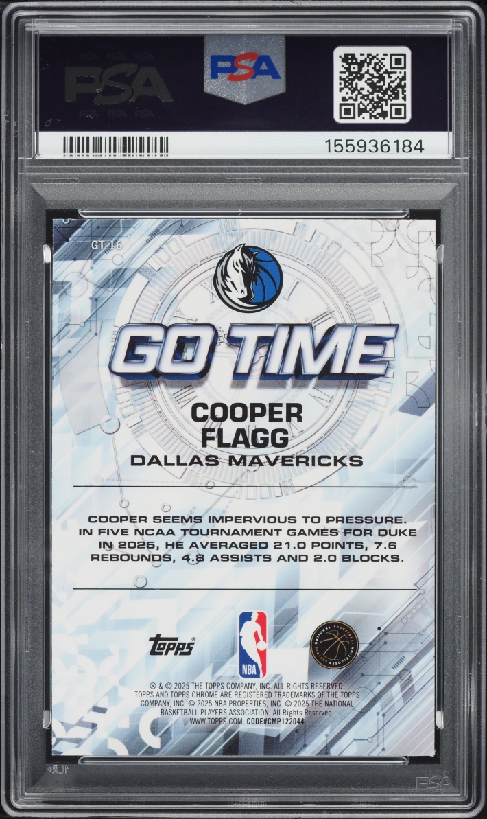 2025 Topps Chrome Go Time Cooper Flagg ROOKIE #GT-16 PSA 8 NM-MT