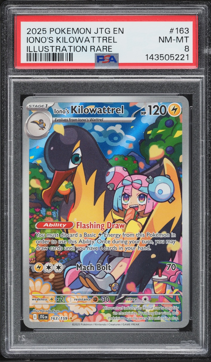 2025 Pokemon Scarlet & Violet Journey Together IR Iono's Kilowattrel #163 PSA 8 NM-MT