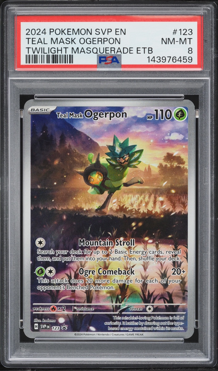 2024 Pokemon SV Promo Twilight Masquerade ETB Alt Art Teal Mask Ogerpon #123 PSA 8 NM-MT