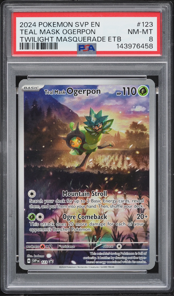 2024 Pokemon SV Promo Twilight Masquerade ETB Alt Art Teal Mask Ogerpon #123 PSA 8 NM-MT