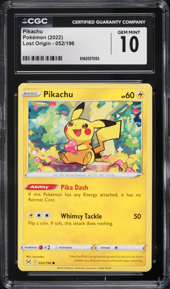 2022 Pokemon Sword & Shield Lost Origin Pikachu #52 CGC 10 GEM MINT