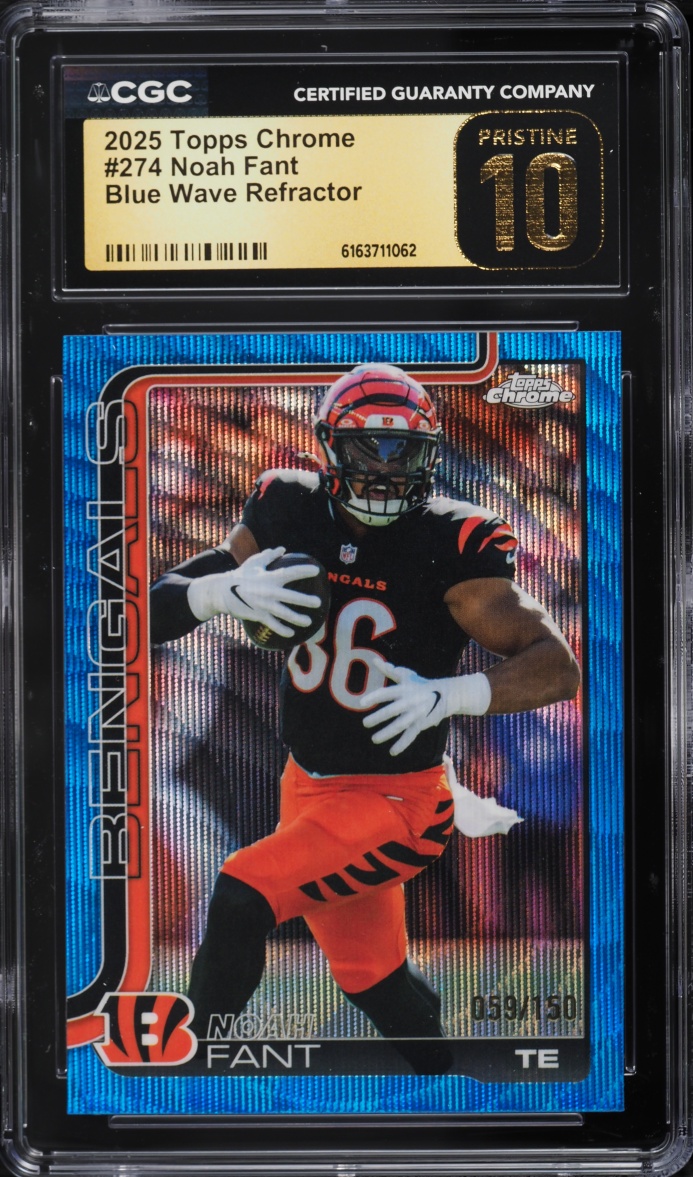 2025 Topps Chrome Blue Wave Refractor Noah Fant /150 #274 CGC 10 PRISTINE