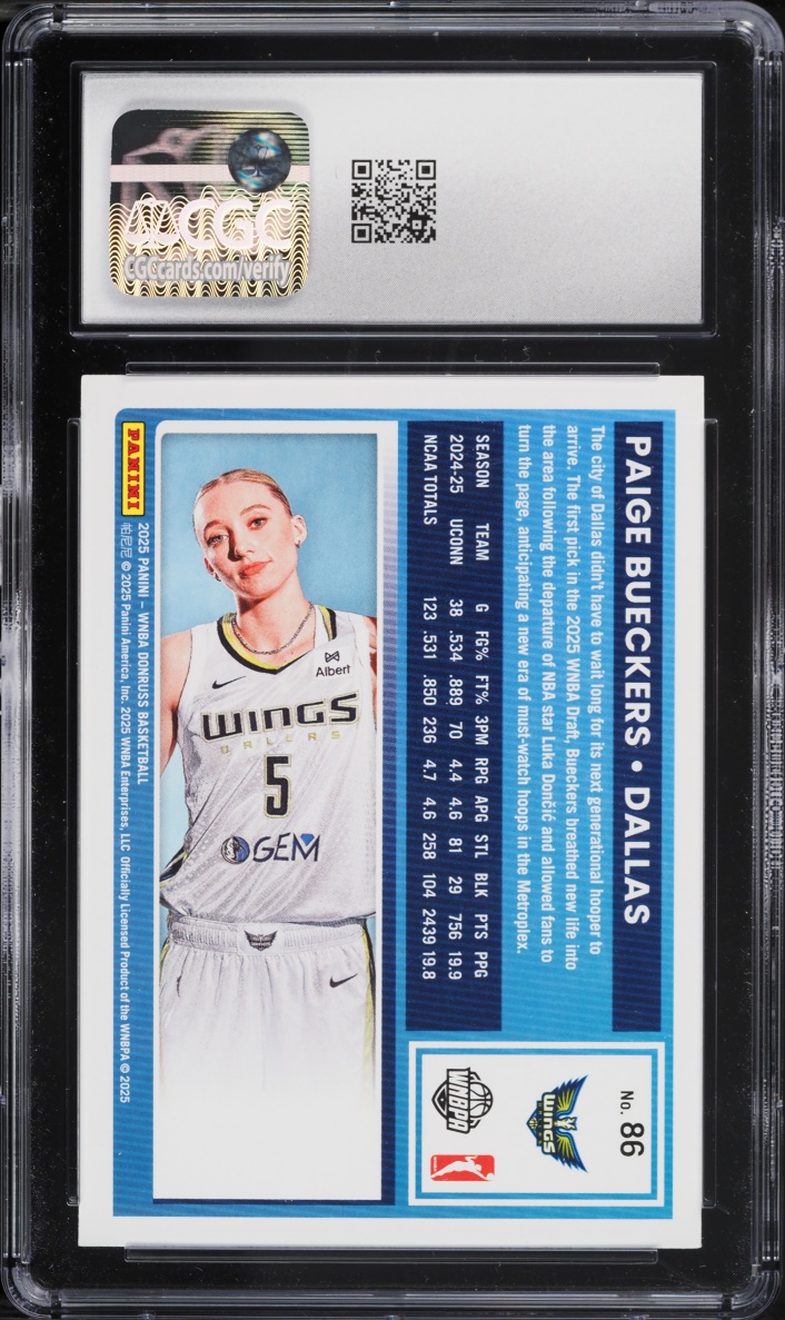2025 Donruss WNBA Paige Bueckers ROOKIE #86 CGC 9 MINT