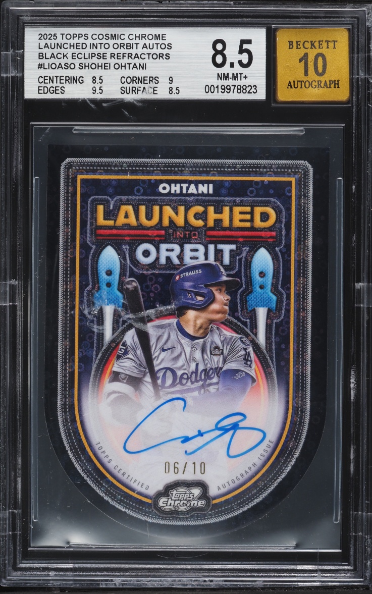 2025 Topps Chrome Cosmic Launched Into Orbit Black Eclipse Ref Shohei Ohtani AUTO /10 BGS 8.5