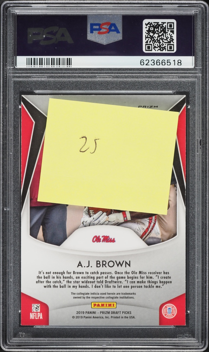 2019 Panini Prizm Draft Picks Pink Pulsar A.J. Brown ROOKIE #105 PSA 10 GEM MINT