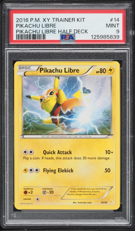 pikachu libre pokemon card 2016 Pokemon XY Trainer Kit Half Deck Holo Pikachu Libre #14 CGC 8 NM-MT on  Fanatics Collect