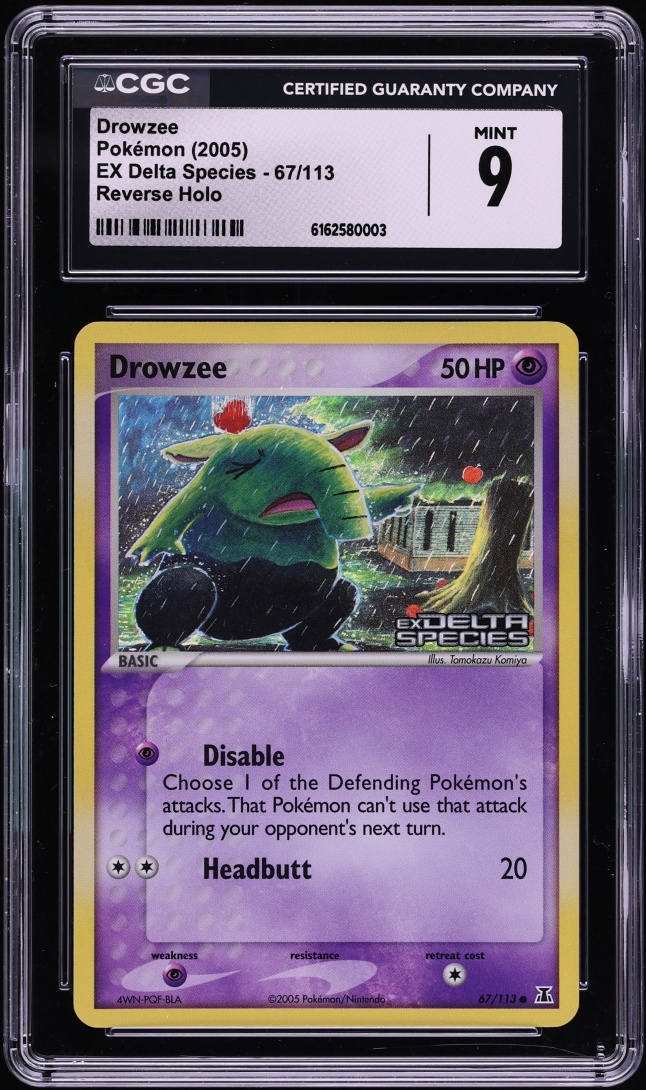 2005 Pokemon EX Delta Species Reverse Holo Drowzee #67 CGC 9 MINT