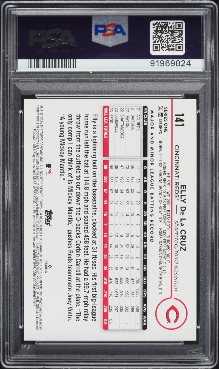 2024 Topps Elly De La Cruz ROOKIE #141 PSA 9 MINT