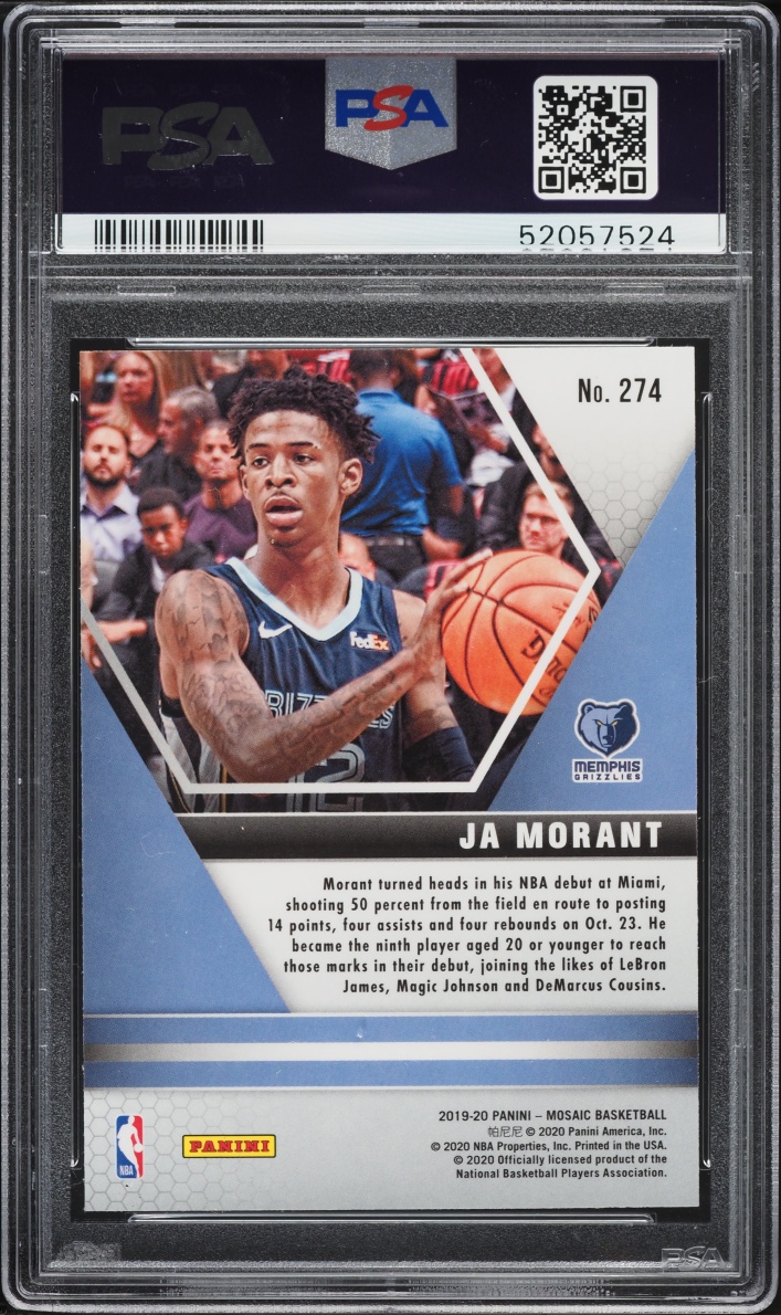 2019 Panini Mosaic Ja Morant ROOKIE #274 PSA 10 GEM MINT