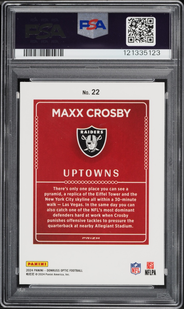 2024 Donruss Optic Uptowns Prizm Maxx Crosby #22 PSA 10 GEM MINT