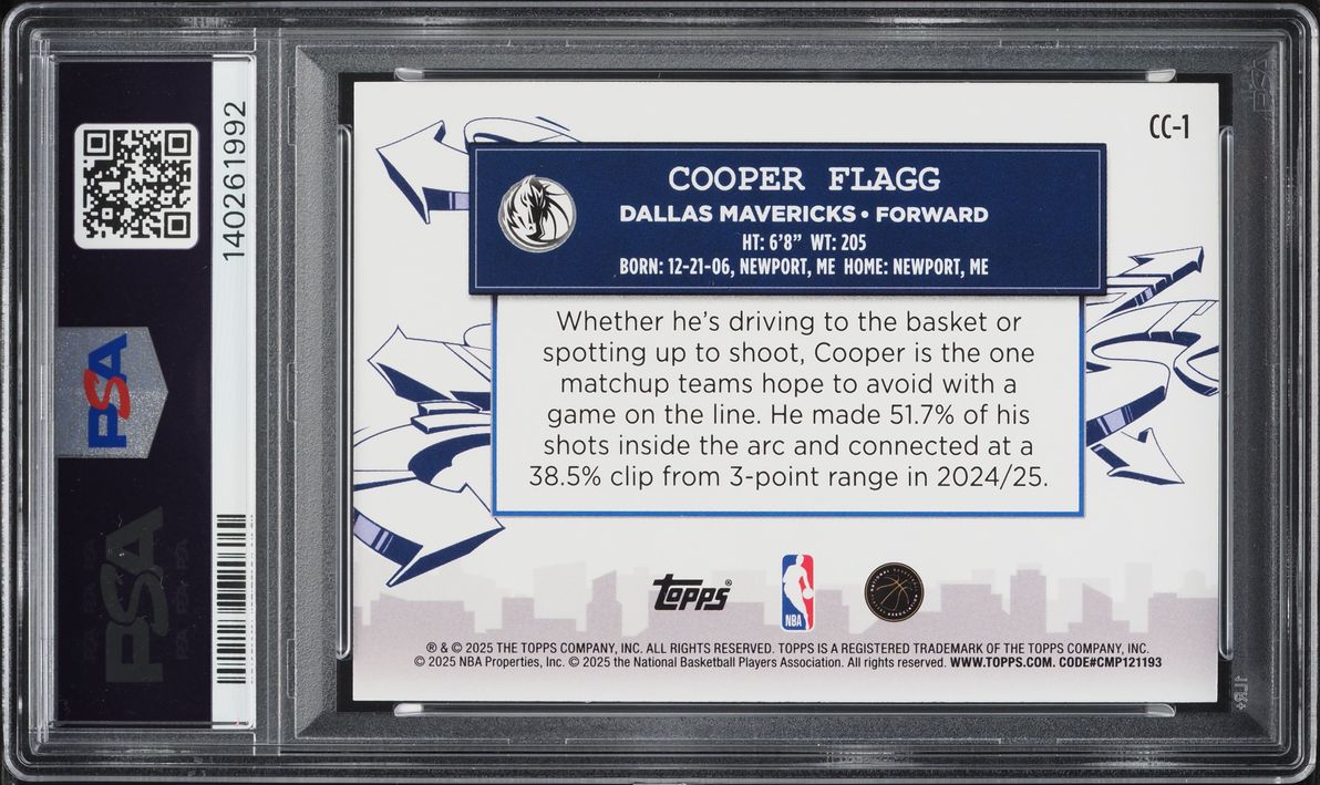 2025 Topps Clutch City Prospects Cooper Flagg ROOKIE #CC-1 PSA 8 NM-MT