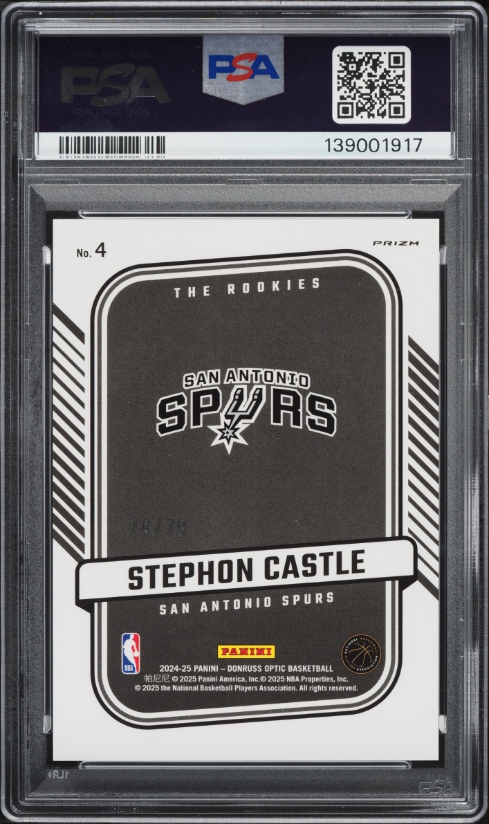 2024 Donruss Optic The Rookies Pink Velocity Stephon Castle ROOKIE /79 #4 PSA 10 GEM MINT