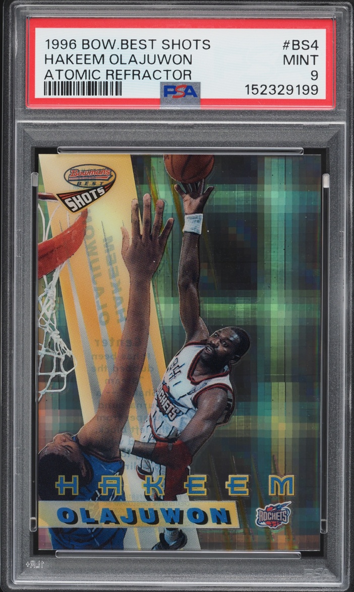 1996 Bowman's Best Shots Atomic Refractor Hakeem Olajuwon #BS4 PSA 9 MINT