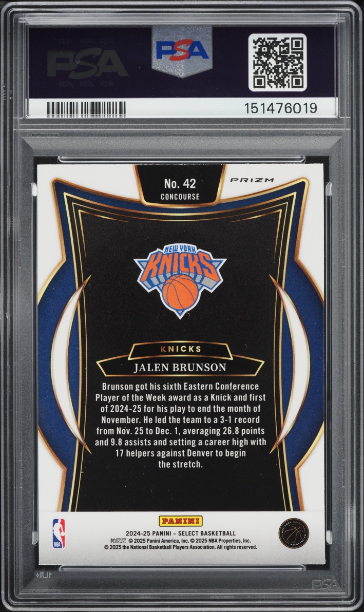 2024 Select Concourse Silver Prizm Jalen Brunson #42 PSA 10 GEM MINT