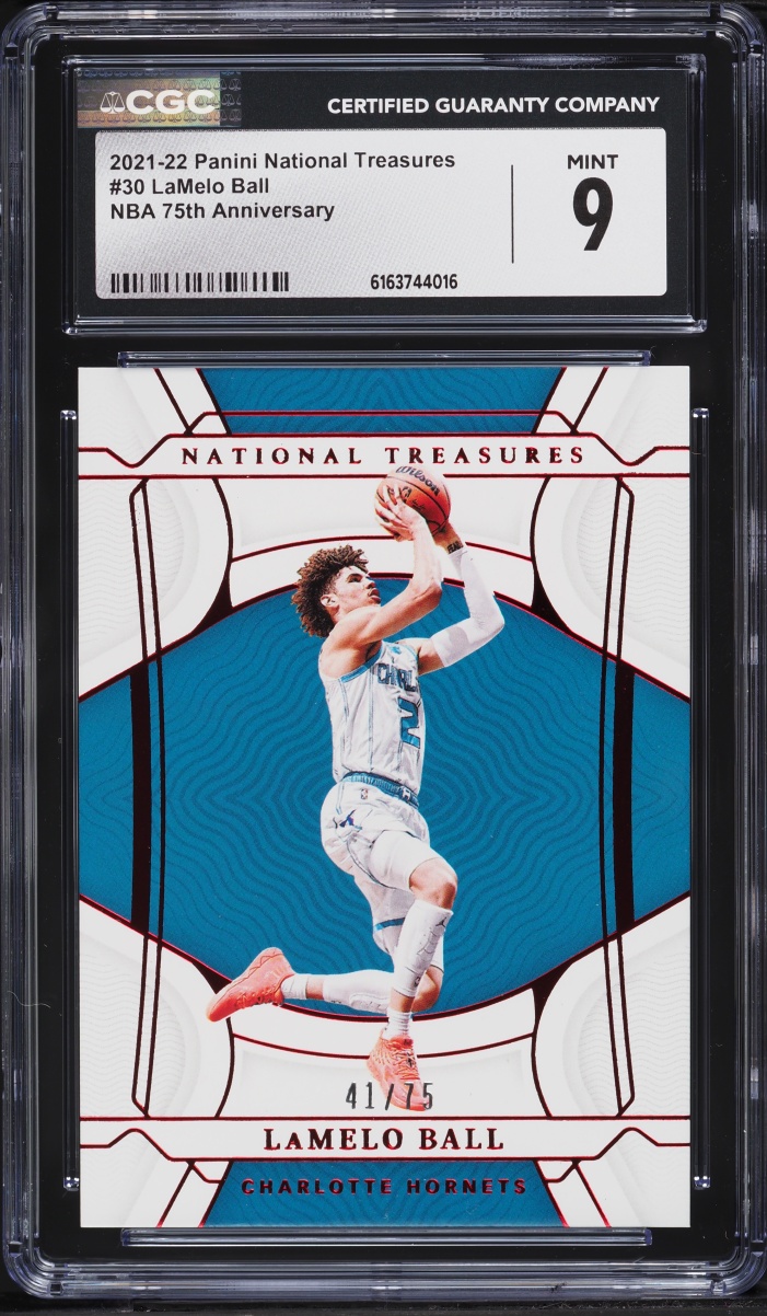 2021 National Treasures NBA 75th Anniversary LaMelo Ball /75 #30 CGC 9 MINT