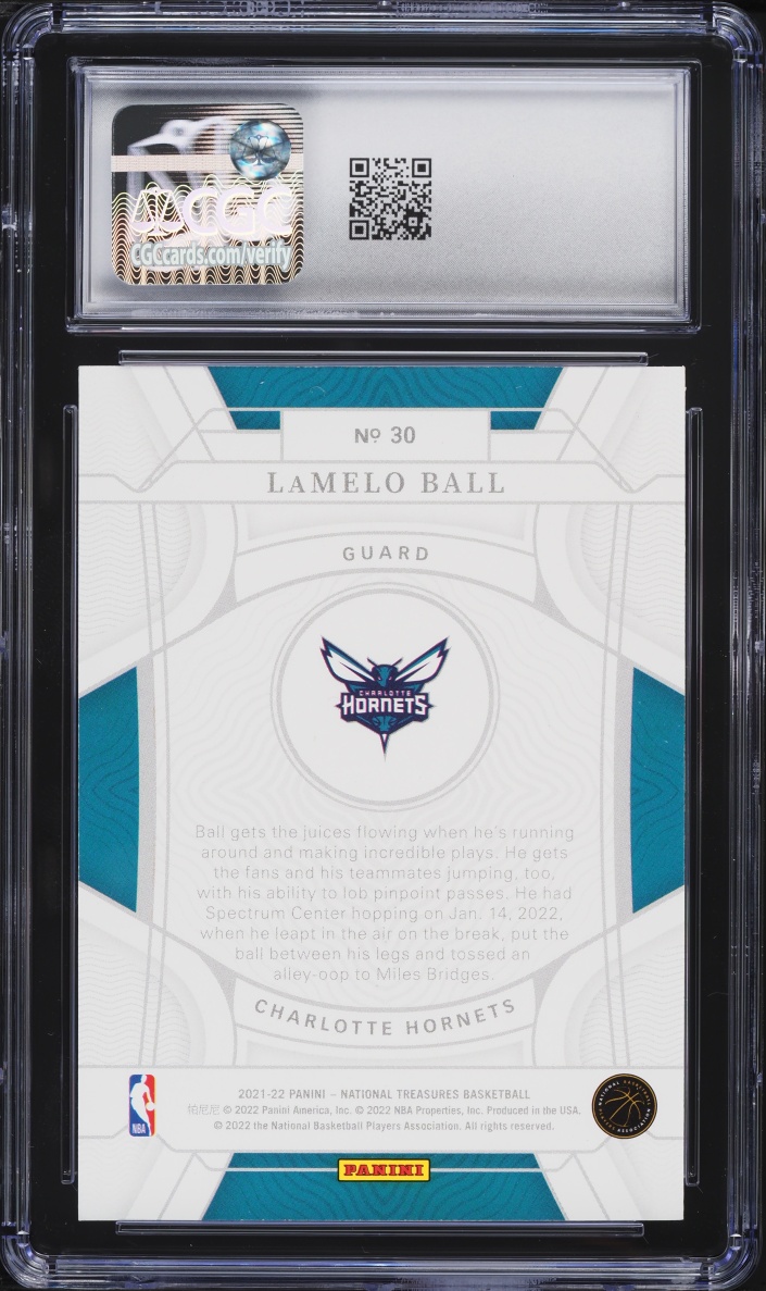 2021 National Treasures NBA 75th Anniversary LaMelo Ball /75 #30 CGC 9 MINT