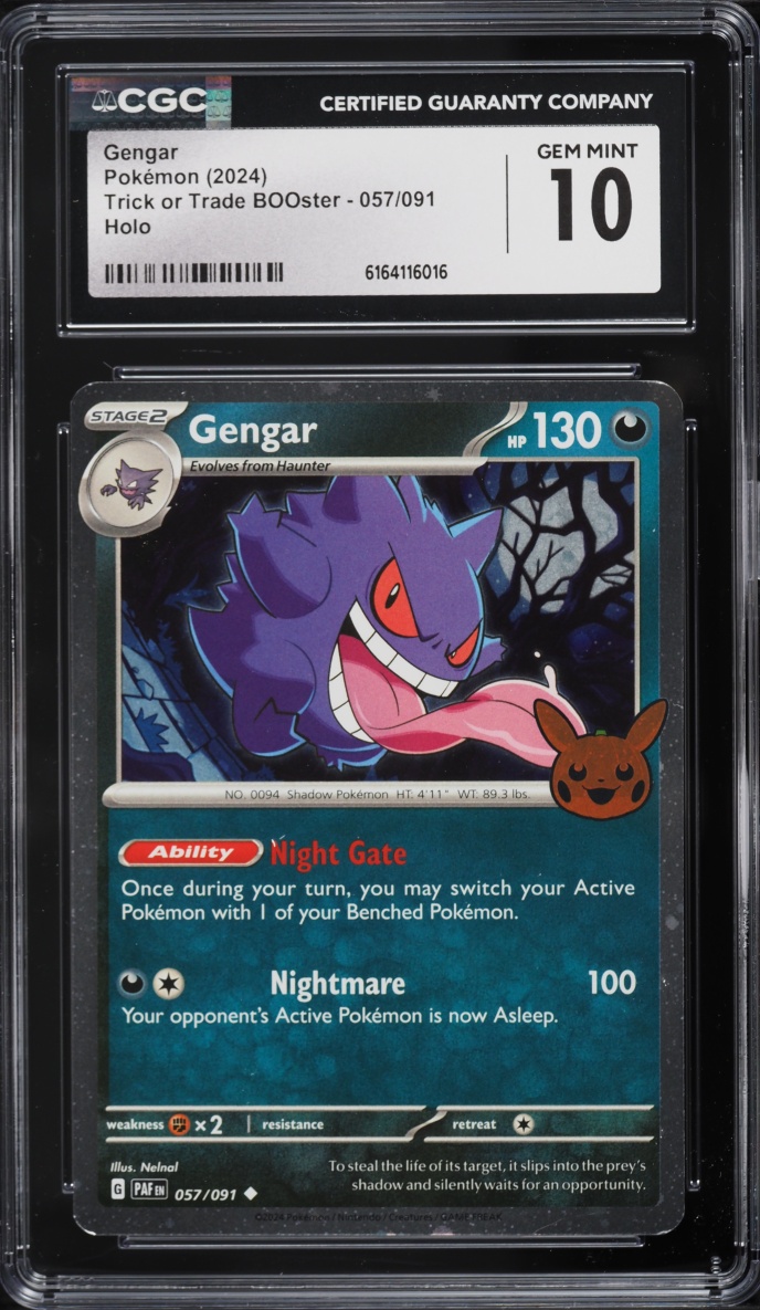 2024 Pokemon Scarlet & Violet Trick Or Trade BOOster Cosmos Holo Gengar #57 CGC 10 GEM MINT