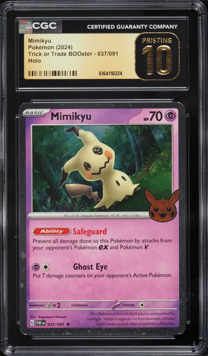 2024 Pokemon SV Paldean Fates Trick Or Trade Booster Holo Mimikyu #37 CGC 10 PRISTINE