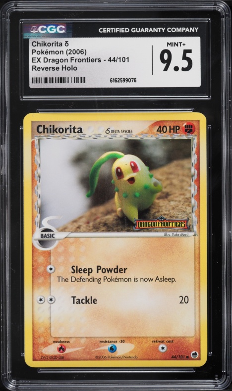 2006 Pokemon EX Dragon Frontiers Reverse Holo Chikorita #44 CGC 9.5 MINT+
