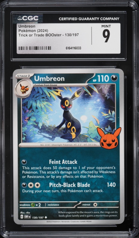 2024 Pokemon Scarlet & Violet Trick Or Trade BOOster Umbreon #130 CGC 9 MINT