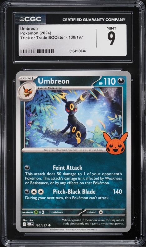 2024 Pokemon Scarlet & Violet Trick Or Trade BOOster Umbreon #130 CGC 9 MINT