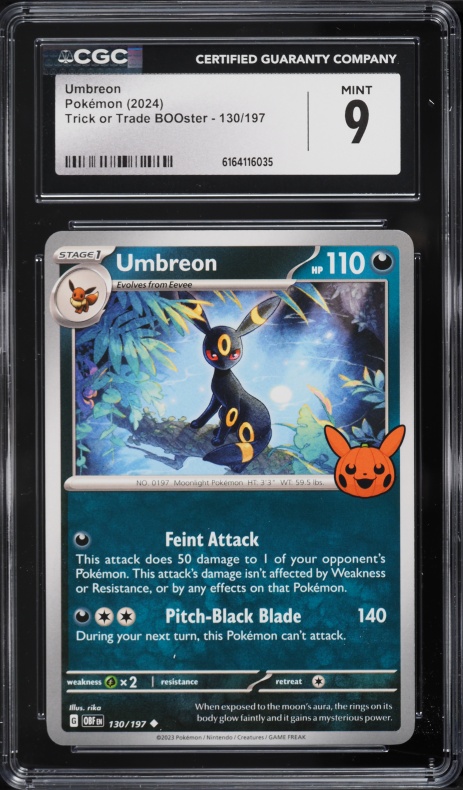 2024 Pokemon Scarlet & Violet Trick Or Trade BOOster Umbreon #130 CGC 9 MINT