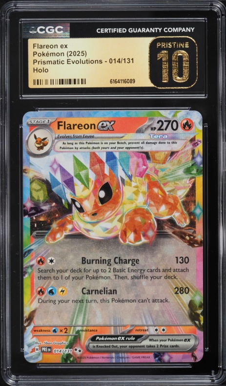2025 Pokemon Scarlet & Violet Prismatic Evolutions Holo Flareon Ex #14 CGC 10 PRISTINE