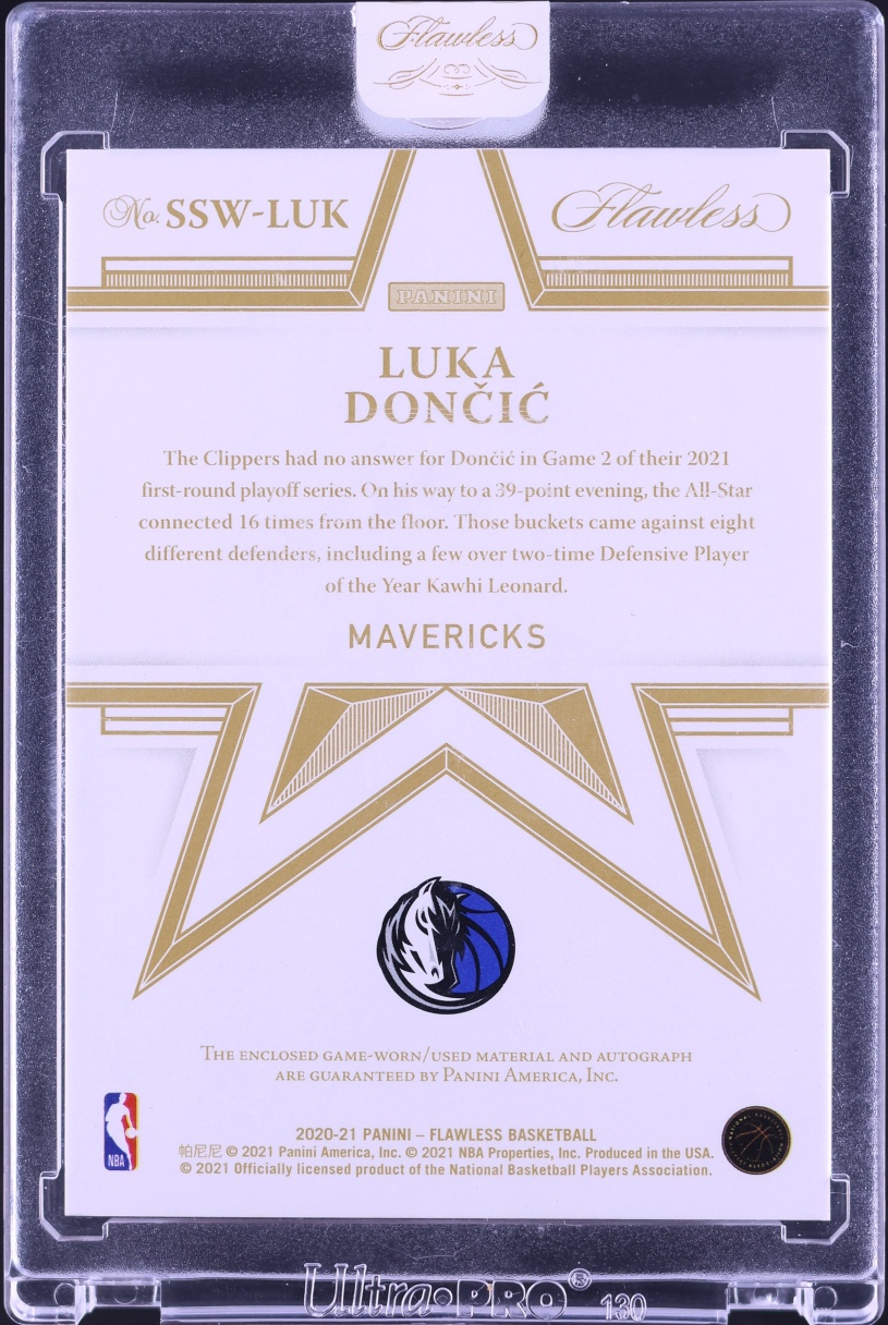 2020 Panini Flawless Star Swatch Signatures Luka Doncic PATCH AUTO /15 #SSW-LUK