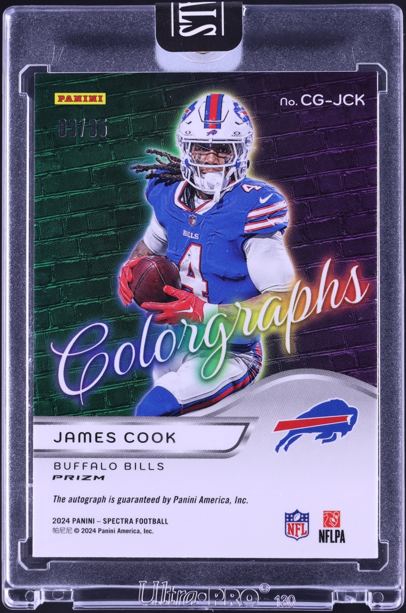 2024 Panini Spectra Colorgraphs Neon Green Prizm James Cook AUTO /35 #CG-JCK