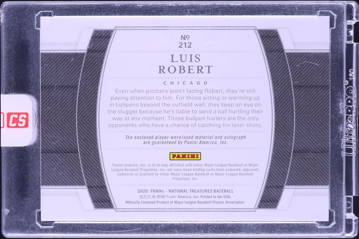 2020 National Treasures Game Gear Materials Luis Robert ROOKIE PATCH AUTO /99 #212