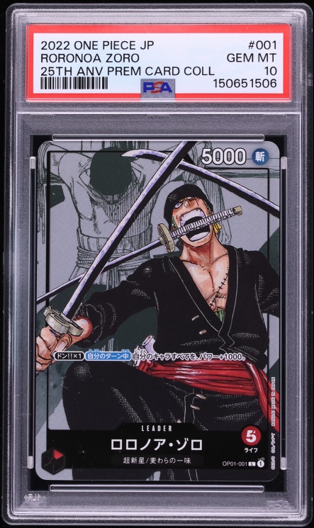 2022 One Piece Japanese Premium 25th Anniversary Manga Art Roronoa Zoro L #OP01-001 PSA 10 GEM