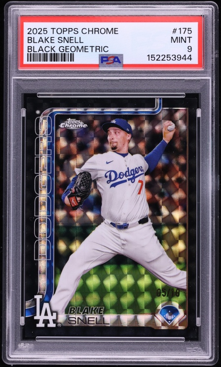 2025 Topps Chrome Black Geometric Blake Snell /10 #175 PSA 9 MINT