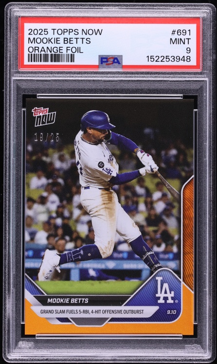 2025 Topps Now Orange Foil Mookie Betts /25 #691 PSA 9 MINT